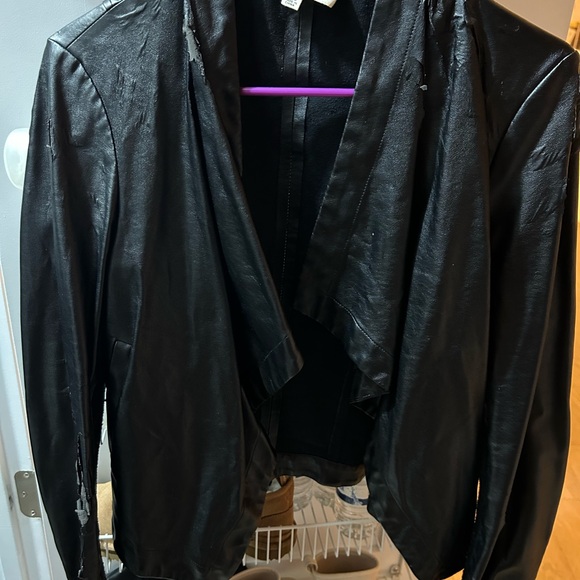 Bb Dakota faux leather drape, front waterfall jacket size xs - peeling damage - Picture 1 of 9